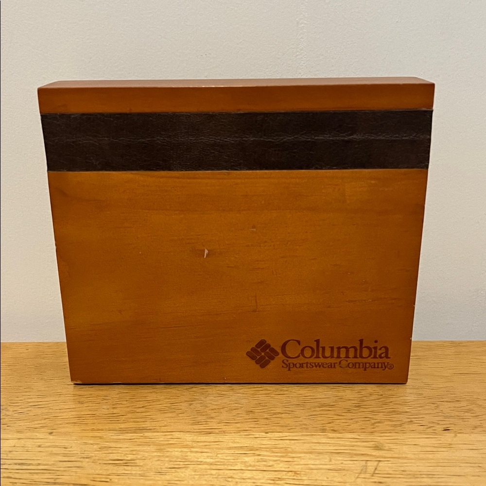 Columbia Wooden Storage Box in Brown and Dark Brown